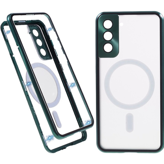 Carcasa Magnetic Dual Glass MagSafe pentru Samsung Galaxy S22, verde