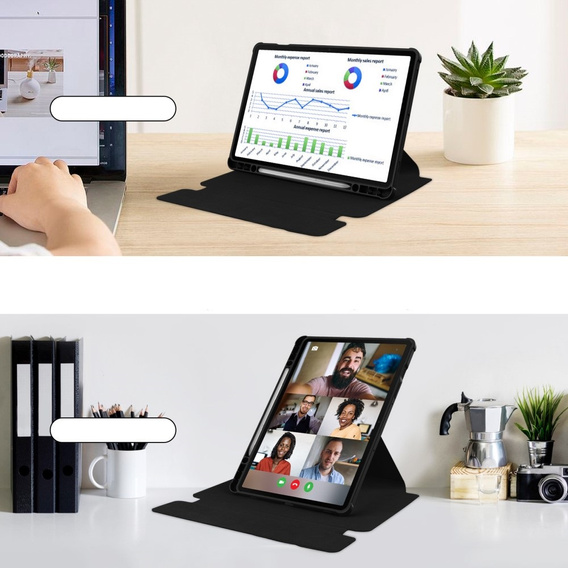 Husă pentru tastatură pentru Samsung Galaxy Tab S10 Lite / S10 FE / S9 FE, Rotary 360° Leather, negru