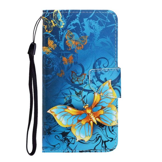 Cu clapetă pentru Xiaomi Redmi 9A, Wallet, Butterfly albastru