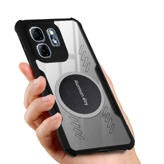Carcasă pentru Infinix Hot 50i 4G, cu placă magnetică, transparent / negru