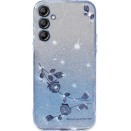 Husă pentru Samsung Galaxy S24, Glitter Flower, albastru
