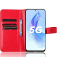 Cu clapetă pentru Honor 90 Lite 5G, Crazy Horse Wallet, roșu