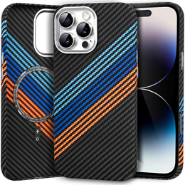 Carcasa pentru iPhone 14 Pro, Carbon Fiber MagSafe, albastru închis