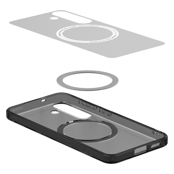 Carcasă MagSafe Spigen pentru Samsung Galaxy S25, Ultra Hybrid, transparent / negru + 9H Tempered Glass