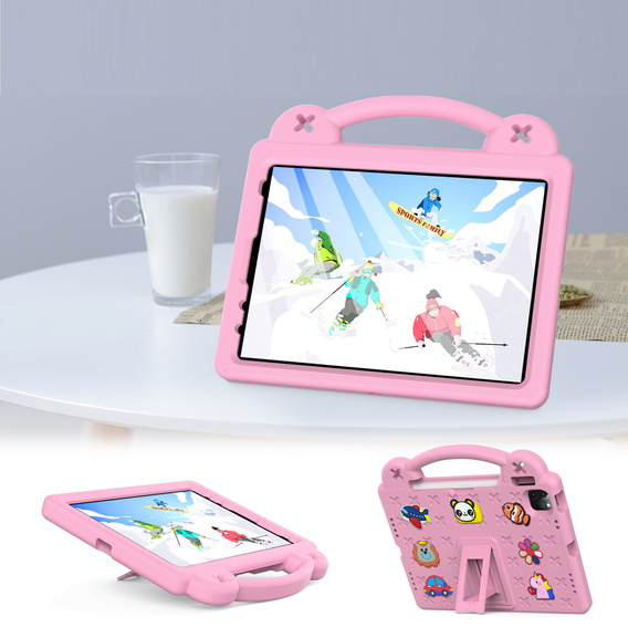Husă pentru copii pentru iPad Air 10.9" 2022/2020 (5/4 gen.) / Pro 11" 2022/2021/2020 (4/3/2 gen.), Cute Patterns, cu suport, roz