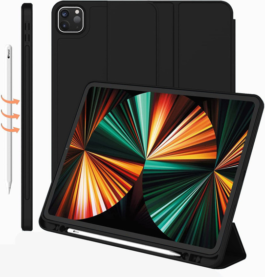 Carcasă pentru iPad Pro 12.9" 2022/2021/2020 (6/5/4 gen.), Smart Pencil, cu suport pentru stylus, negru