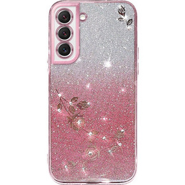 Husă pentru Samsung Galaxy S22, Glitter Flower, roz rose gold