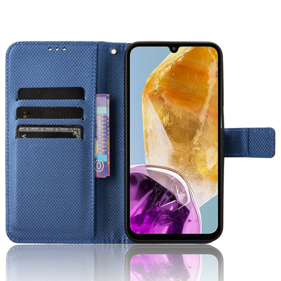 Cu clapetă pentru Samsung Galaxy M15 5G, Wallet Smart Magnet, albastru