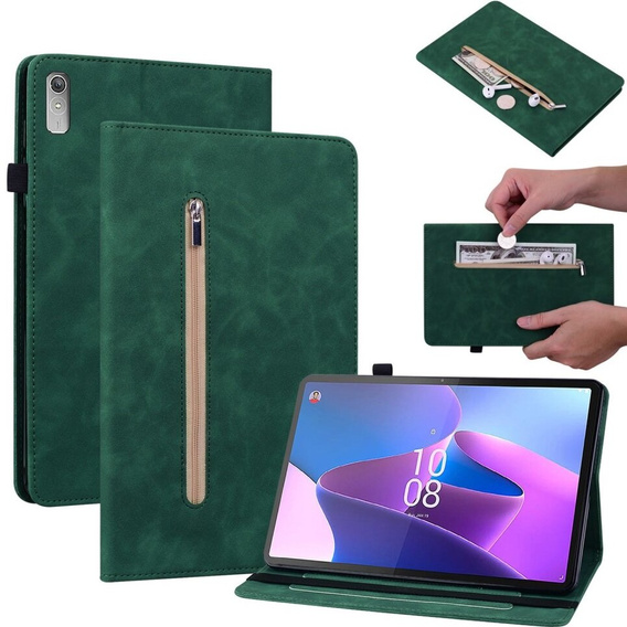 Huse pentru Lenovo Tab P11 Gen 2, Wallet Pen Slot, verde