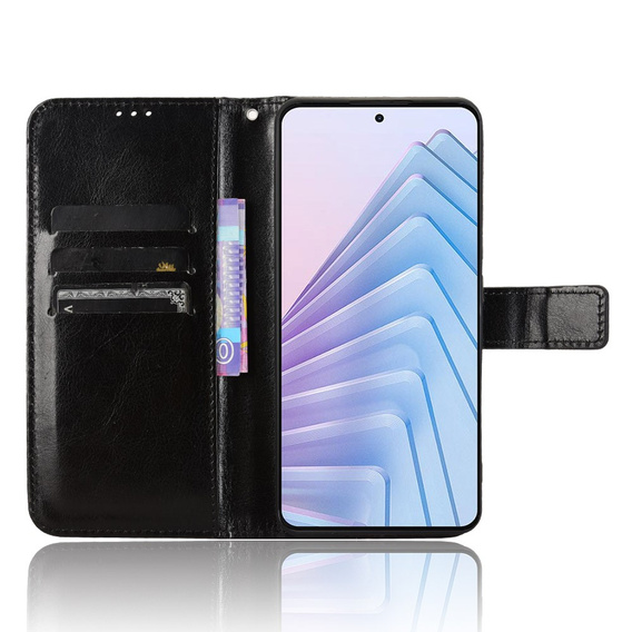 Cu clapetă pentru Xiaomi Redmi Note 14 4G, Crazy Horse Wallet, negru