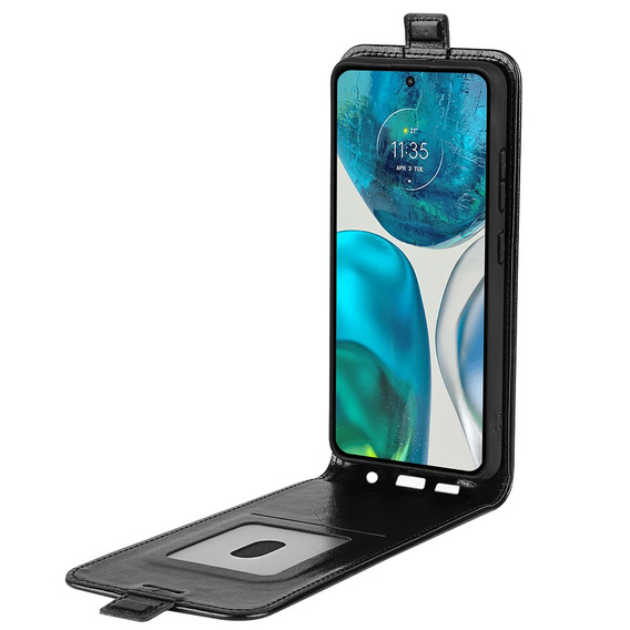 Cu clapetă pentru Motorola Moto G52 / G82 5G, Flip, negru