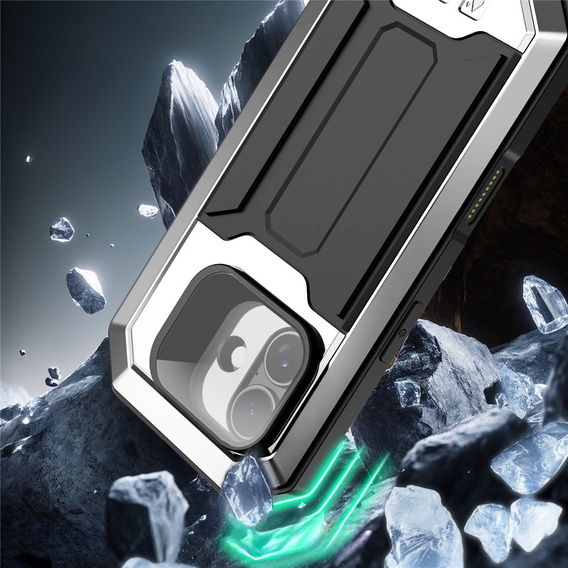 Husă blindată R-JUST cu protecție pentru ecran și suport pentru iPhone 17