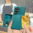 Husa pentru Samsung Galaxy S24 Ultra, Card Holder Kickstand, verde
