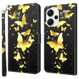 Cu clapetă pentru Xiaomi Redmi Note 13 Pro+, Wallet, Butterflies de aur