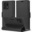 Husă pentru Motorola Edge 50 Pro, ERBORD Glossy Litchi, portofel cu clapetă, negru