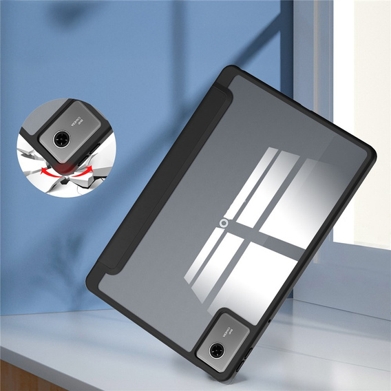 Husă pentru Lenovo Idea Tab 11" 2025 TB336FU TB336ZU, cu spate transparent și suport pentru stylus, negru