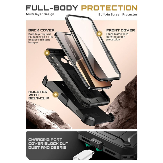 Carcasă Supcase pentru iPhone 17 Pro Max, Unicorn Beetle Pro, negru