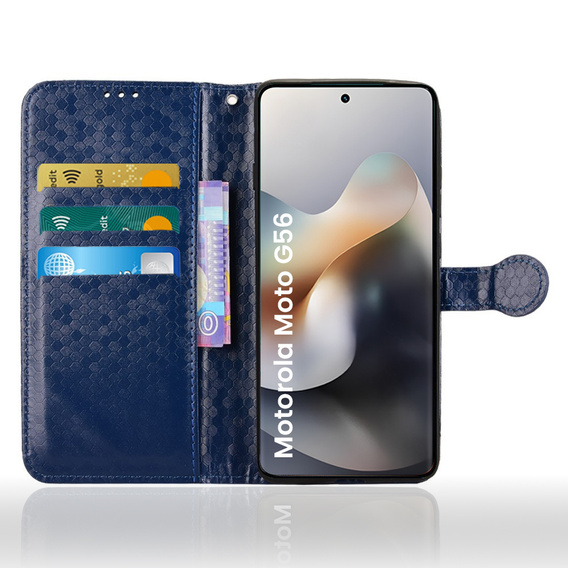 Husa cu clapetă pentru Motorola Moto G56 5G, Wallet Rhombus, albastru