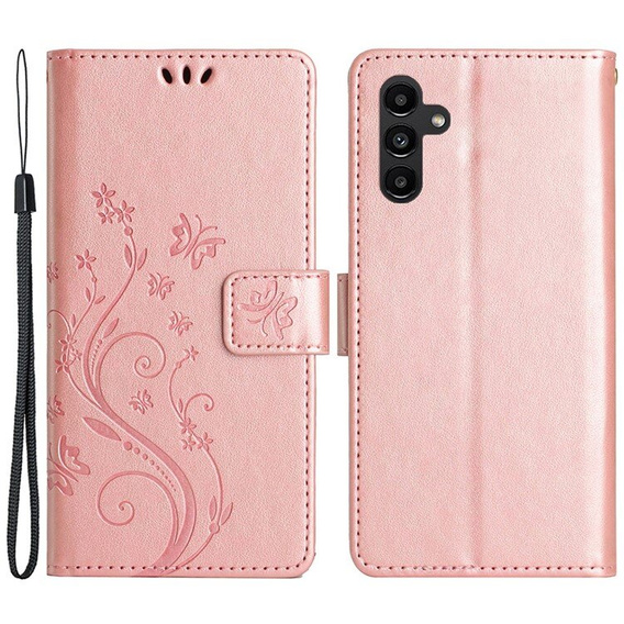 Cu clapetă pentru Samsung Galaxy A55 5G, Wallet, Butterfly, violet