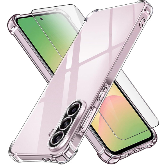 Carcasă pentru Samsung Galaxy A56, Erbord Dropproof, transparentă + Sticlă