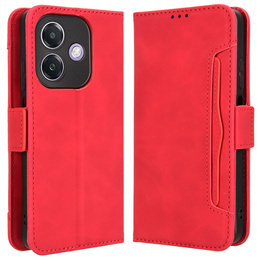 Cu clapetă pentru Oppo A40 / Oppo A40m, Card Slot, roșu