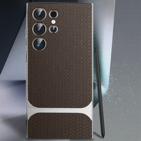 Huse pentru Samsung Galaxy S24 Ultra, GKK Woven Leather, cafea