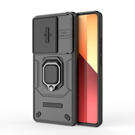 Husă pentru Xiaomi Redmi Note 13 Pro 4G / Xiaomi Redmi Note 14S / Xiaomi Poco M6 Pro 4G, KickStand Camera Lens, negru