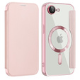 Cu clapetă pentru iPhone 16E, RFID Wallet MagSafe CamShield, roz