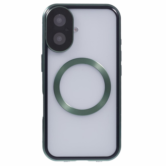 Carcasa Magnetic Dual Glass MagSafe pentru iPhone 16, verde