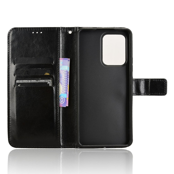Cu clapetă pentru Oppo Reno 13F / Oppo Reno 13FS, Crazy Horse Wallet, negru