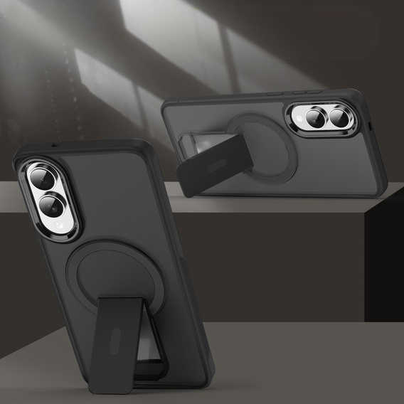 Husă pentru Samsung Galaxy S25 Edge, Kickstand Matt Case, pentru MagSafe, negru