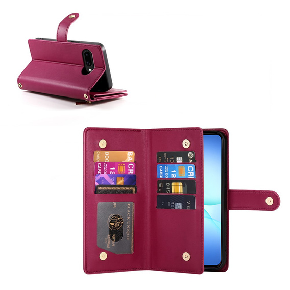 Wallet Zipper Pocket flip caz pentru Samsung Galaxy A17 5G, Wallet Zipper Pocket, roșu
