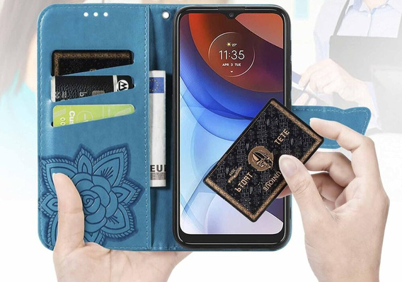 Cu clapetă pentru Motorola Edge 50 Fusion 5G, Butterfly, albastru