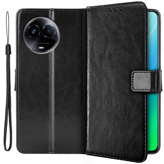 Cu clapetă pentru Realme 11 5G, Crazy Horse Wallet, negru