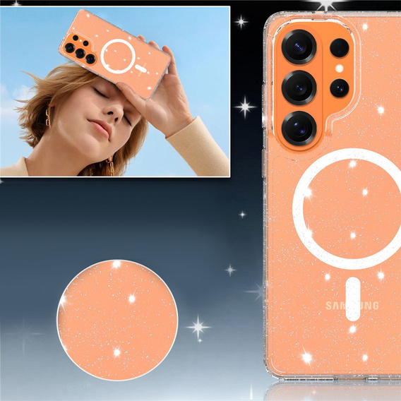 Husă cu sclipici, pentru MagSafe pentru Samsung Galaxy S26 Ultra, transparentă