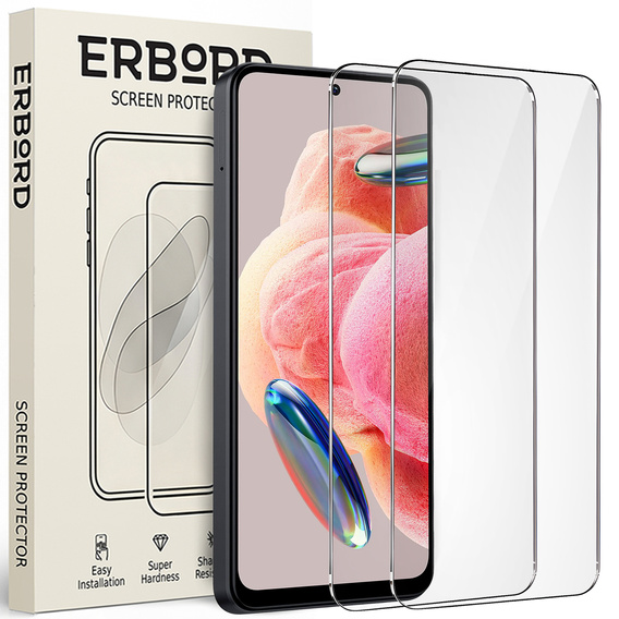 2x sticlă călită pentru Xiaomi Redmi Note 12 4G/5G / POCO X5 5G, ERBORD 9H Hard Glass pe ecran