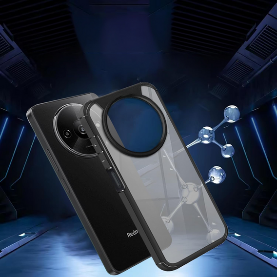 Carcasă pentru Xiaomi Redmi A3, Fusion Hybrid, cu protecție pentru camera foto, transparent / negru
