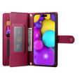 Cu clapetă pentru iPhone 16, Wallet Zipper Pocket, roșu