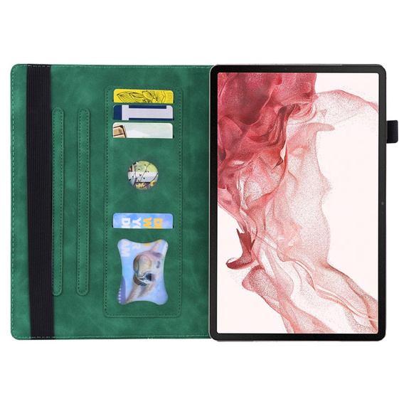 Husă pentru Samsung Galaxy Tab S10 FE+ Plus, Classic, cu spațiu pentru stylus, verde