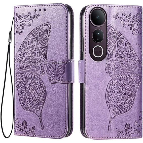 Cu clapetă pentru Vivo V50 Lite 4G / 5G, Butterfly, violet