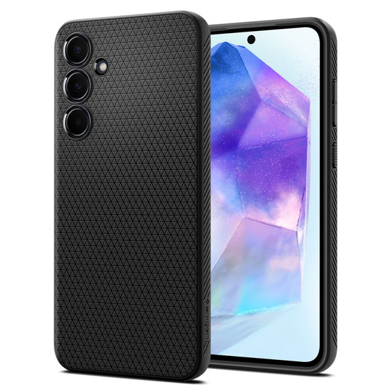 Carcasa Spigen pentru Samsung Galaxy A55 5G, Liquid Air, negru + 9H Tempered Glass