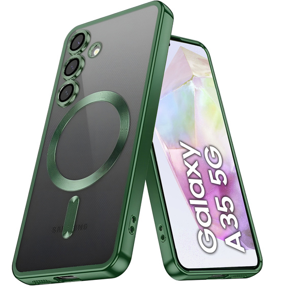 Husă pentru Samsung Galaxy A35 5G, Electro MagSafe, verde + Sticlă pentru ecran