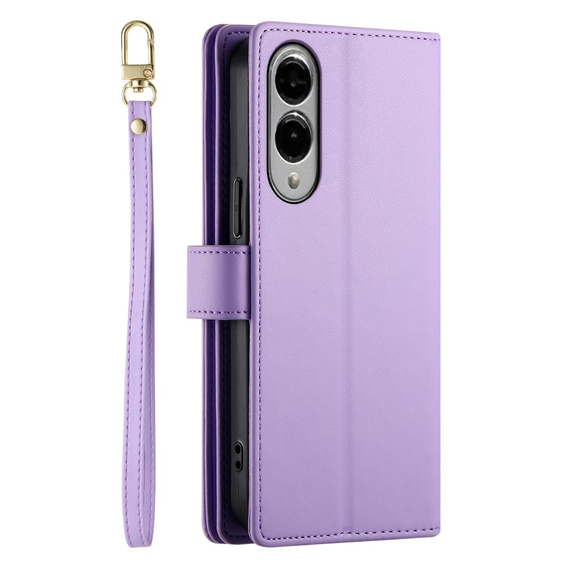 Cu clapetă pentru Samsung Galaxy S25 Edge, Wallet Zipper Pocket, violet