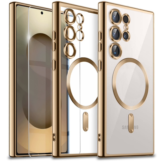Husă pentru Samsung Galaxy S25 Ultra, Electro MagSafe, de aur + Sticlă pentru ecran