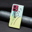 Cu clapetă pentru Motorola Moto G84 5G, Wallet, feather, albastru