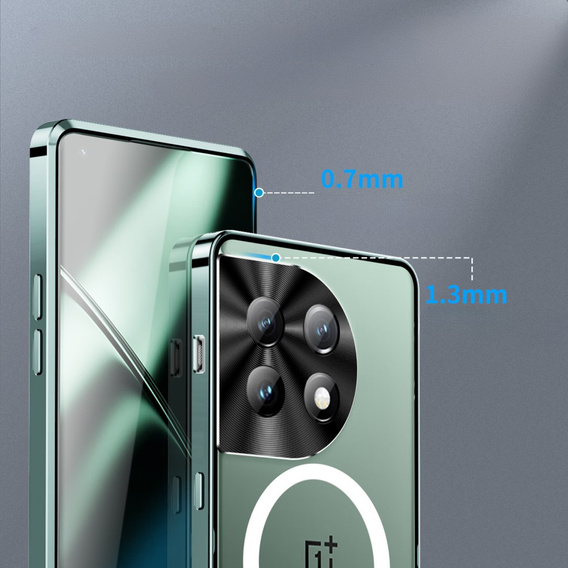 Carcasă de protecție pentru camera foto pentru OnePlus 12 5G, CamShield MagSafe, transparent / verde
