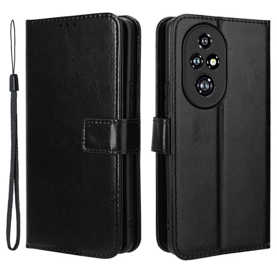 Cu clapetă pentru Honor 200 Pro 5G, Crazy Horse Wallet, negru
