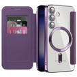 Cu clapetă pentru Samsung Galaxy S24+ Plus, RFID Wallet MagSafe CamShield, violet