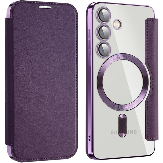 Cu clapetă pentru Samsung Galaxy S24+ Plus, RFID Wallet MagSafe CamShield, violet