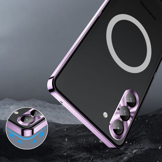 Carcasă de protecție pentru camera foto pentru Samsung Galaxy S23 FE, CamShield MagSafe, transparent / violet
